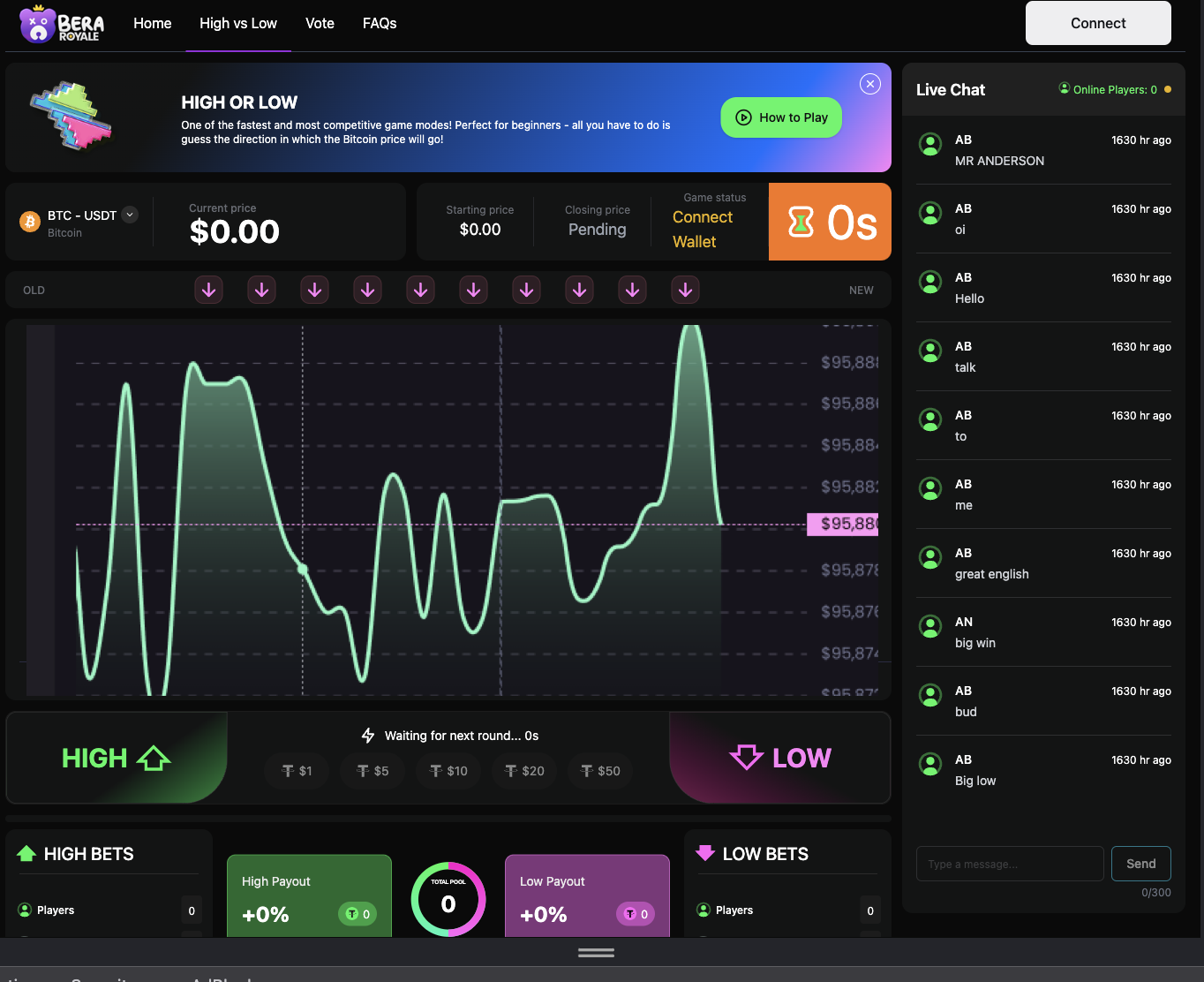 BeraRoyale on-chain game interface