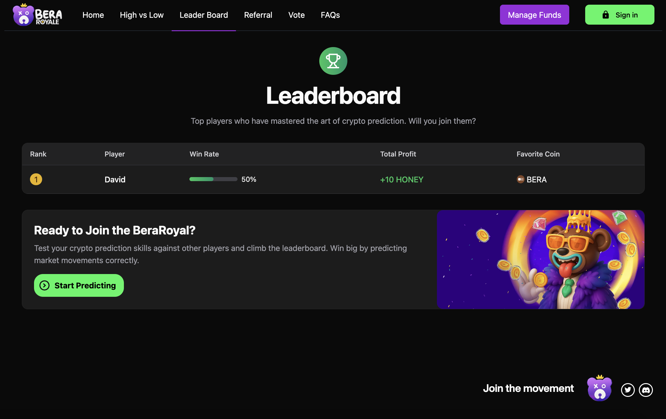 BeraRoyale trading dashboard 