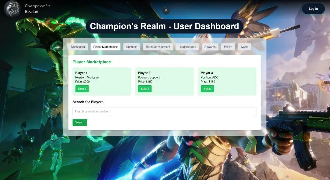 Team-building interface for Fortnite 